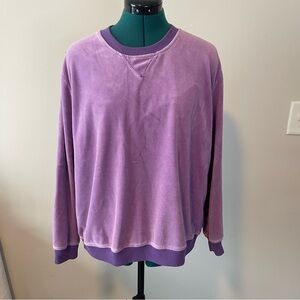 90s athleisure Purple Terry cloth/Velvet Sweatshirt size medium